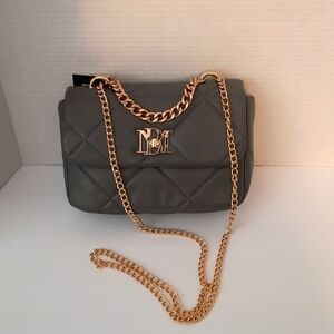 Badgley Mishka Vegan Leather Small Chain Crossbody Bag Gray